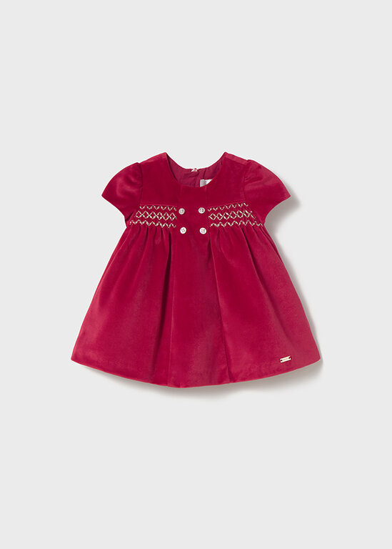 MAYORAL -  ROBE EN VELOURS - CERISE