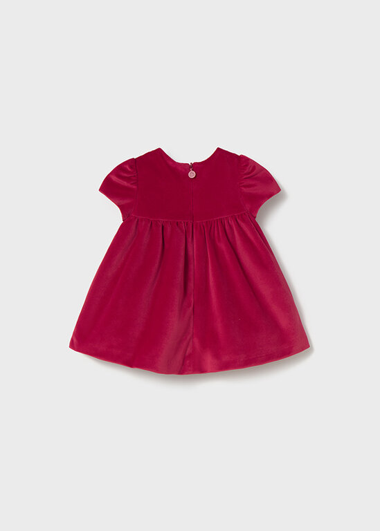 MAYORAL -  ROBE EN VELOURS - CERISE