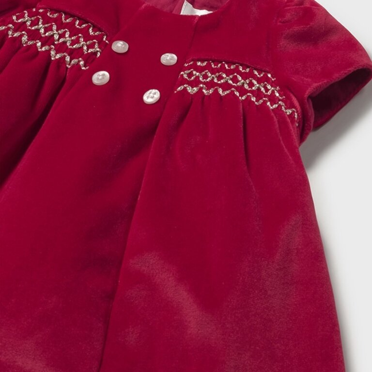 MAYORAL MAYORAL -  ROBE EN VELOURS - CERISE