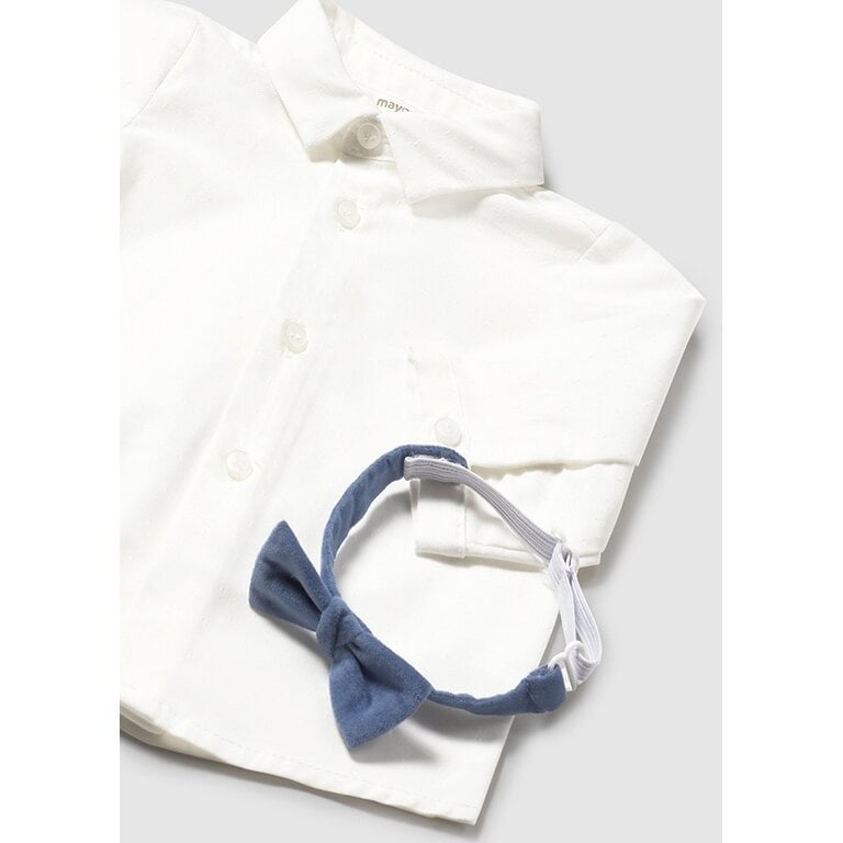 MAYORAL LONG-SLEEVE SHIRT WITH BOW TIE - ECRU