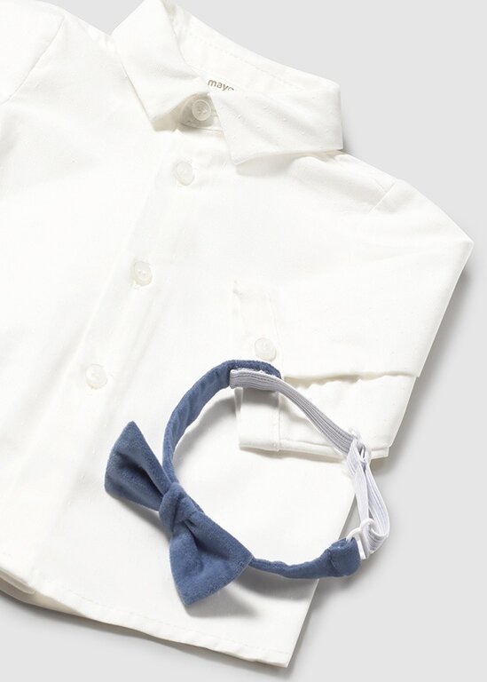 CHEMISE MANCHE LONGUE AVEC NOEUD PAPILLON - ÉCRU