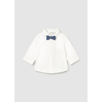 CHEMISE MANCHE LONGUE AVEC NOEUD PAPILLON - ÉCRU