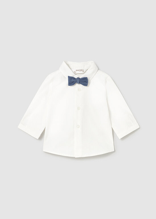 CHEMISE MANCHE LONGUE AVEC NOEUD PAPILLON - ÉCRU