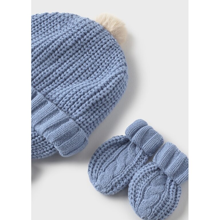 MAYORAL KNIT HAT AND MITTEN SET - CLOUD