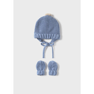 ENSEMBLE  BONNET ET GANT EN TRICOT - NUAGE