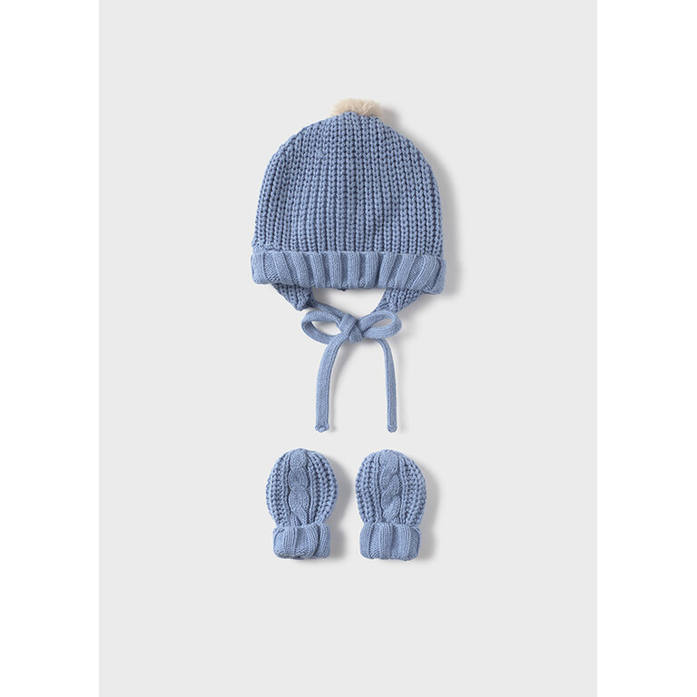 MAYORAL KNIT HAT AND MITTEN SET - CLOUD