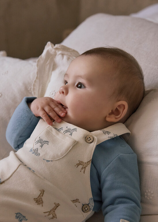 MAYORAL ENSEMBLE SALOPETTE IMPRIMÉE SAFARI - BLEU BELL