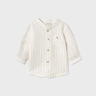 MAYORAL CHEMISE EN LIN COL MAO - RAYÉ ÉCRU