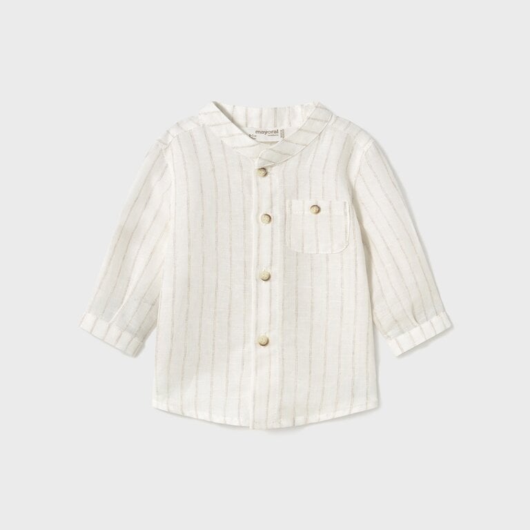 MAYORAL CHEMISE EN LIN COL MAO - RAYÉ ÉCRU