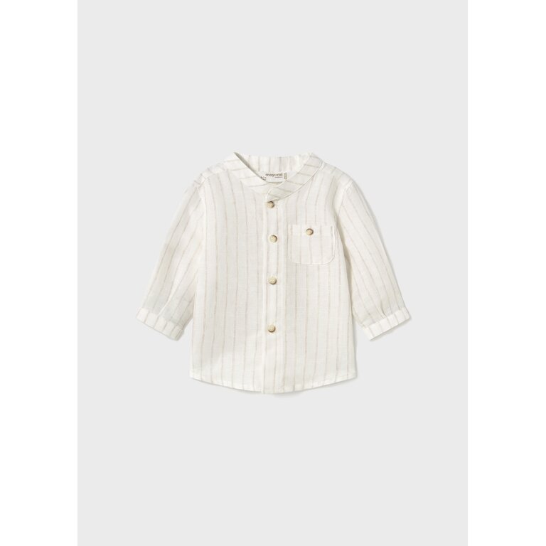MAYORAL CHEMISE EN LIN COL MAO - RAYÉ ÉCRU