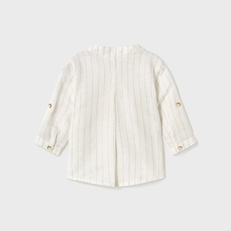 MAYORAL CHEMISE EN LIN COL MAO - RAYÉ ÉCRU