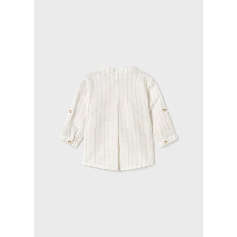 MAYORAL CHEMISE EN LIN COL MAO - RAYÉ ÉCRU