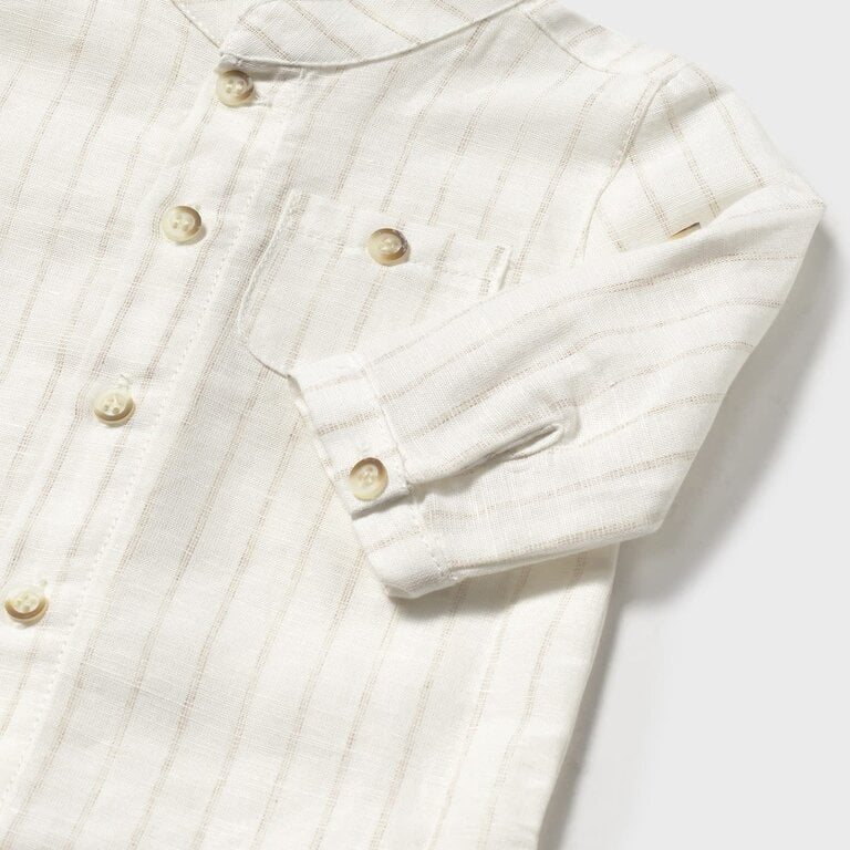 MAYORAL CHEMISE EN LIN COL MAO - RAYÉ ÉCRU