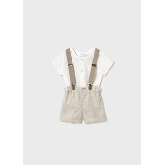 ENSEMBLE CHEMISE ET SHORT EN LIN À BRETELLE - BEIGE