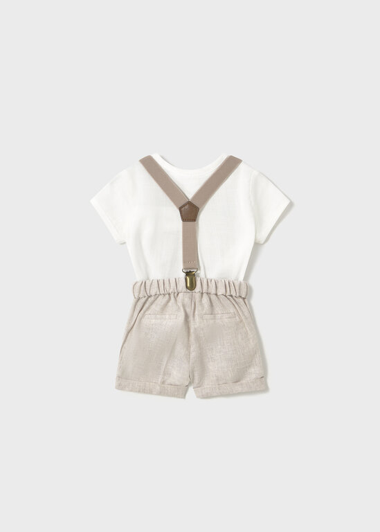 ENSEMBLE CHEMISE ET SHORT EN LIN À BRETELLE - BEIGE