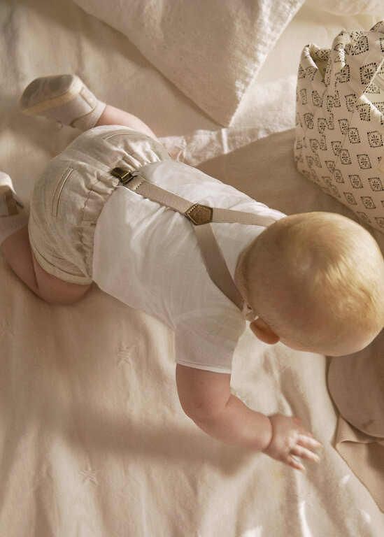 ENSEMBLE CHEMISE ET SHORT EN LIN À BRETELLE - BEIGE
