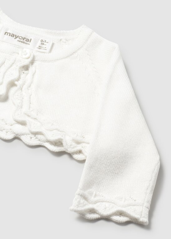 BOLÉRO EN TRICOT POUR BÉBÉ - BLANC