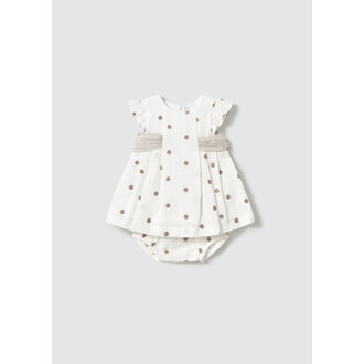 MAYORAL ROBE DE CÉRÉMONIE À POIS BRODÉS -  BLANC