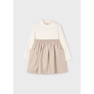 MAYORAL ROBE BI-MATIÈRE À POCHES CARGO - SABLE