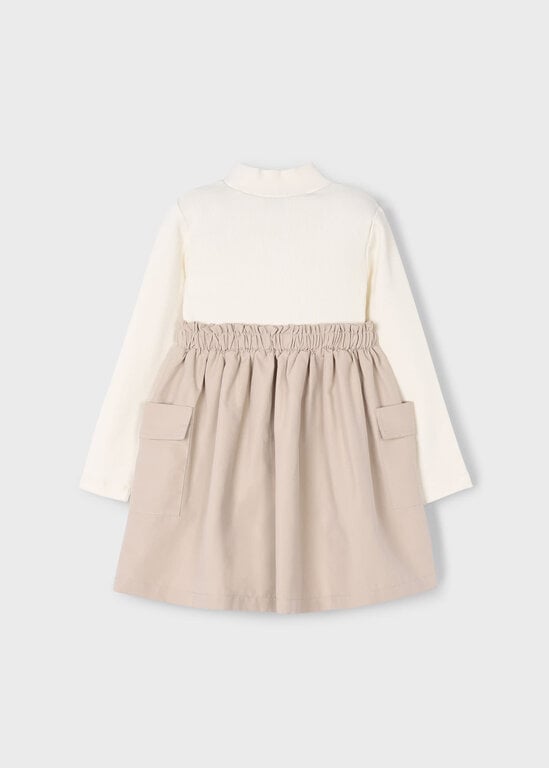 MAYORAL ROBE BI-MATIÈRE À POCHES CARGO - SABLE