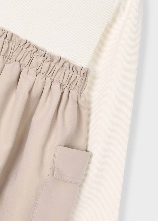 MAYORAL ROBE BI-MATIÈRE À POCHES CARGO - SABLE
