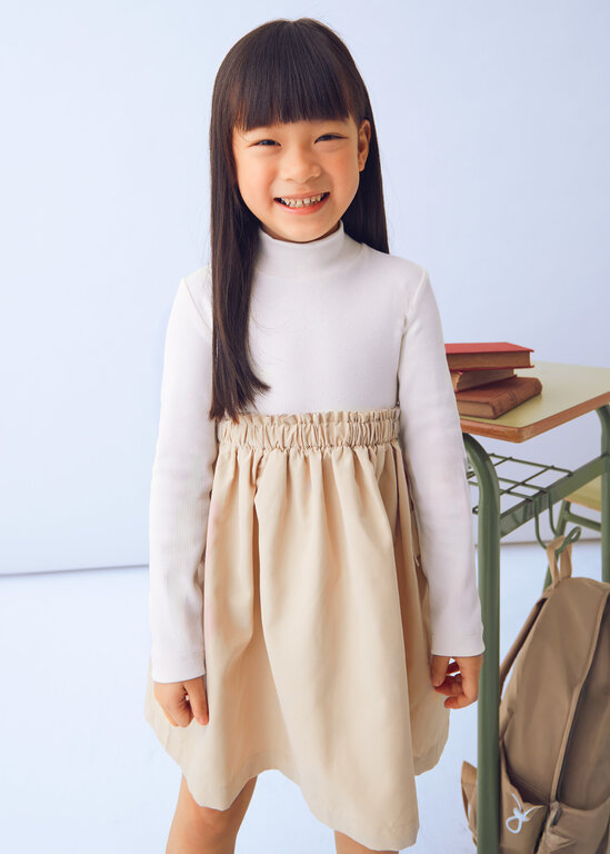 MAYORAL ROBE BI-MATIÈRE À POCHES CARGO - SABLE