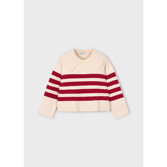 MAYORAL PULL À RAYURES ROUGES -  AMANDE