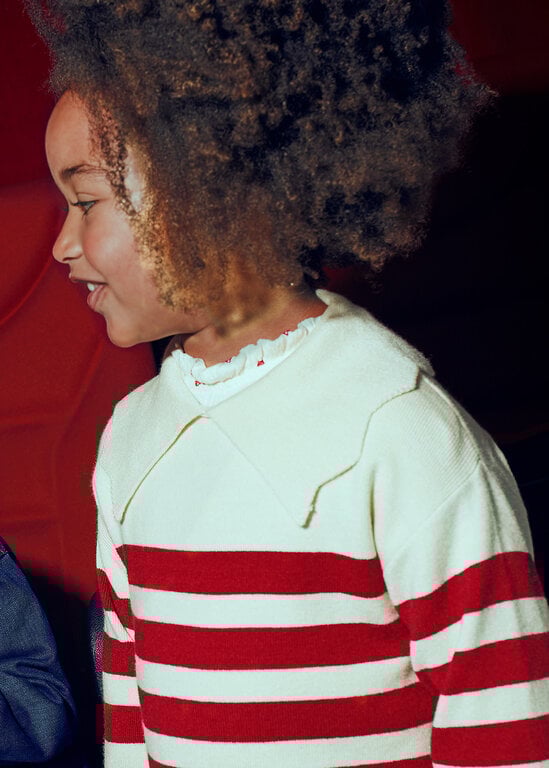 MAYORAL PULL À RAYURES ROUGES -  AMANDE