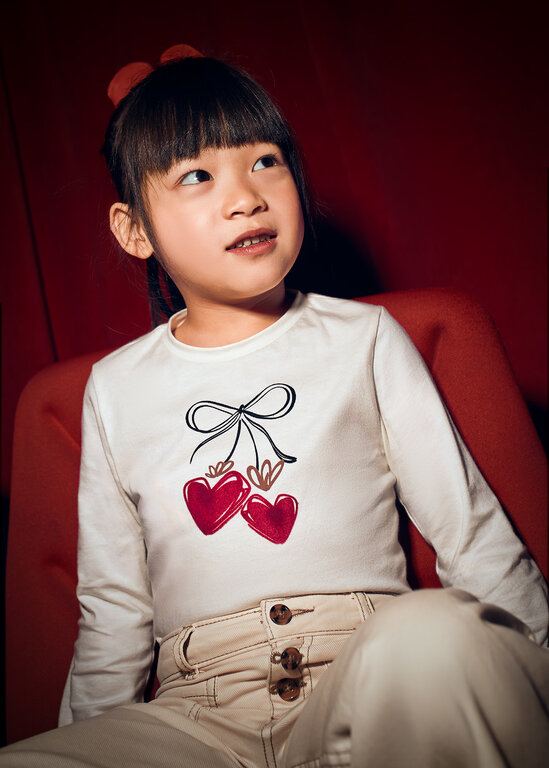 MAYORAL CHANDAIL MANCHES LONGUES ET ÉLASTIQUE -  BLANC ET ROUGE