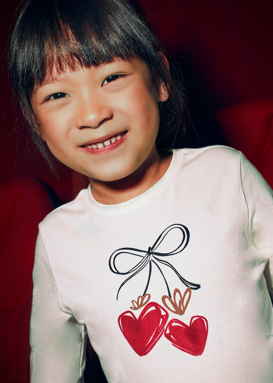 MAYORAL CHANDAIL MANCHES LONGUES ET ÉLASTIQUE -  BLANC ET ROUGE