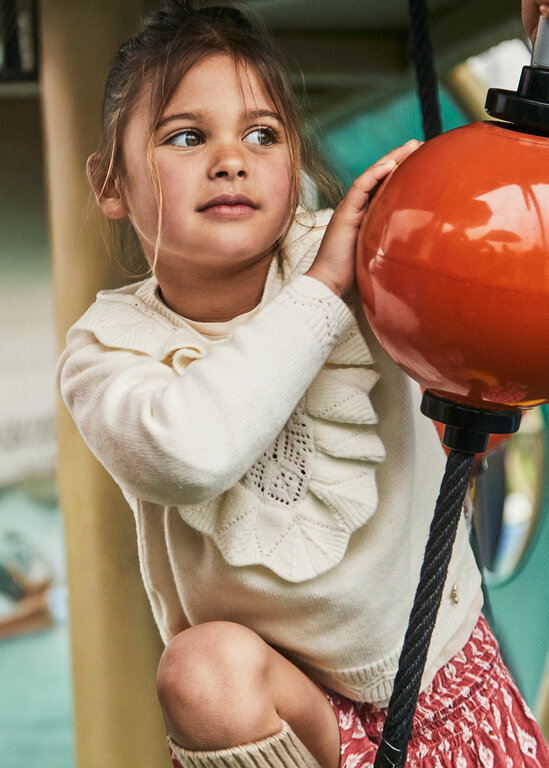 MAYORAL TRICOT AJOURÉ AVEC VOLANTS -  MACCHIATO