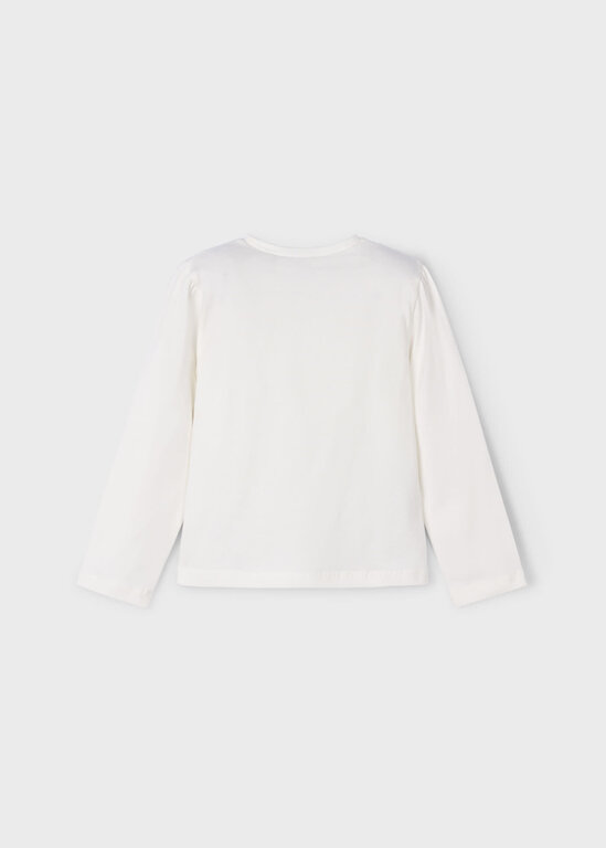 MAYORAL CHANDAIL MANCHES LONGUES AVEC IMPRIMÉ DE FILLETTES - ÉCRU ET MARINE