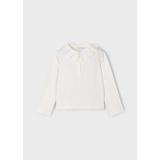 MAYORAL POLO MANCHES LONGUES À COL PLIS - BLANC