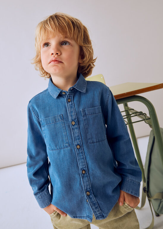 CHEMISE MANCHES LONGUES EN DENIM - BLEU MOYEN