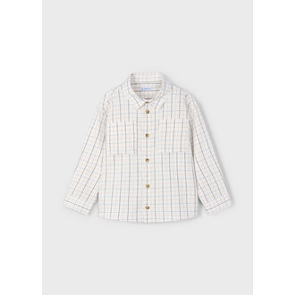 CHEMISE  MANCHES LONGUES  À CARREAUX  -  BLANC