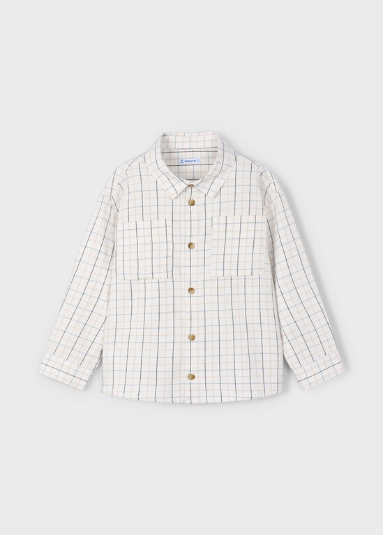CHEMISE  MANCHES LONGUES  À CARREAUX  -  BLANC