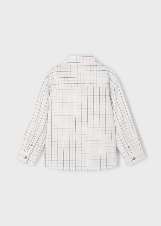 CHEMISE  MANCHES LONGUES  À CARREAUX  -  BLANC