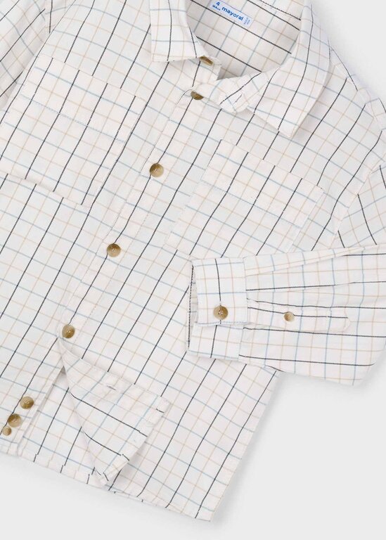 CHEMISE  MANCHES LONGUES  À CARREAUX  -  BLANC