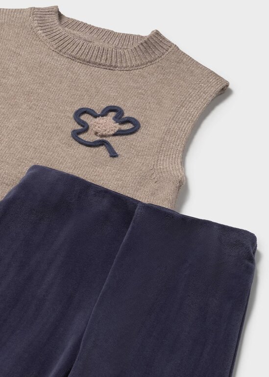 MAYORAL ENSEMBLE PANTALON ET GILET EN TRICOT  - MARINE