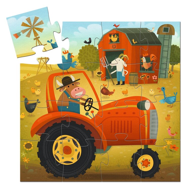 DJECO PUZZLE SILHOUETTE 16 PCS - TRACTEUR