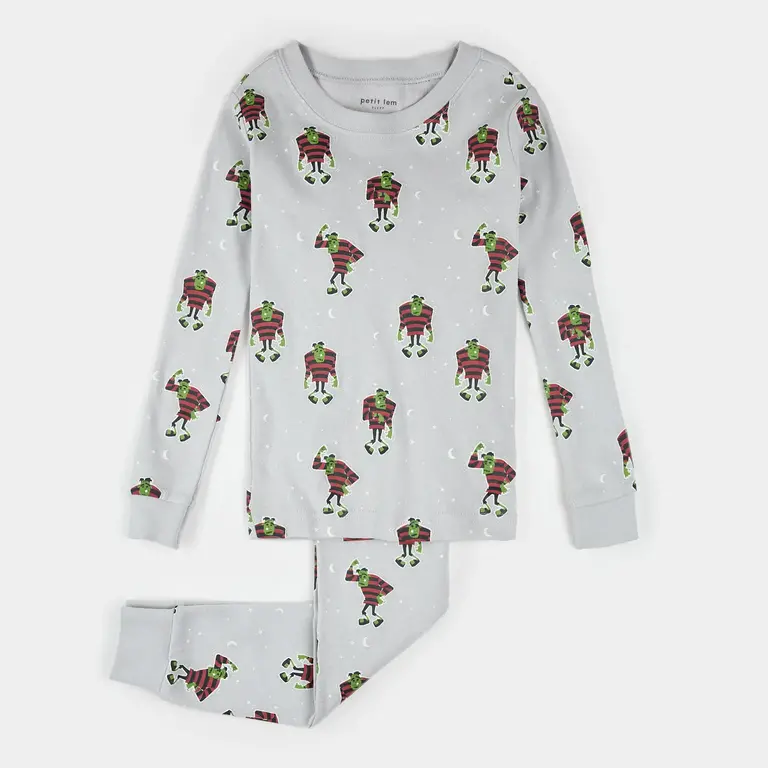 PETIT LEM PYJAMA 2 PCS À IMPRIMÉ DE FRANKENSTEIN - GRIS