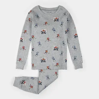 PETIT LEM PYJAMA 2 PCS À IMPRIMÉ DE HOCKEY - GRIS CHINÉ
