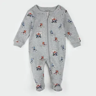 PETIT LEM PYJAMA À PATTES À IMPRIMÉ DE HOCKEY - GRIS