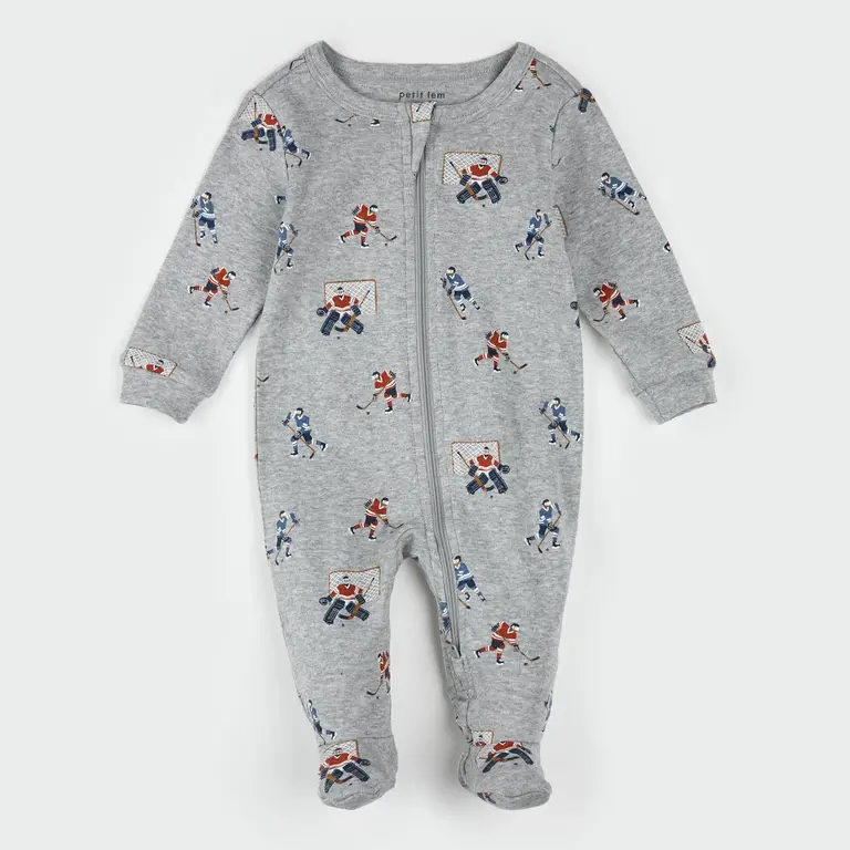 PETIT LEM PYJAMA À PATTES À IMPRIMÉ DE HOCKEY - GRIS