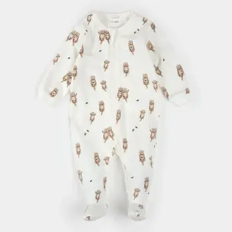 PETIT LEM PYJAMA À PATTES  À IMPRIMÉ DE LOUTRES - BLANC