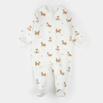 PETIT LEM PYJAMA À PATTES  À IMPRIMÉ DE CORGI - BLANC