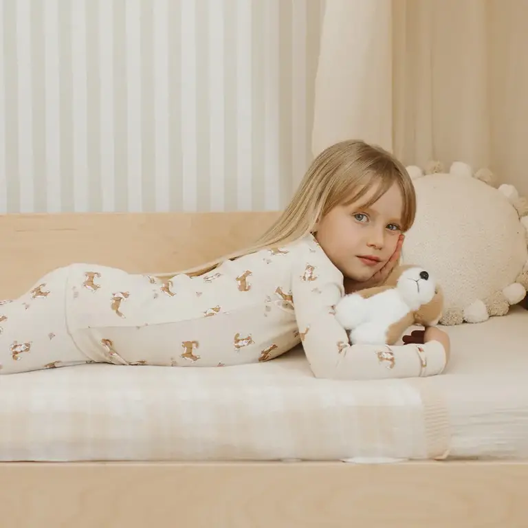 PETIT LEM PYJAMA 2 PCS À IMPRIMÉ DE CORGI - BEIGE