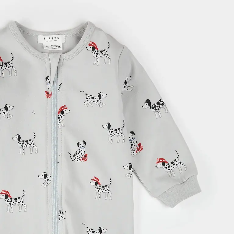 PETIT LEM PYJAMA À PATTES  À IMPRIMÉ DE POMPIER DALMATIEN - GRIS