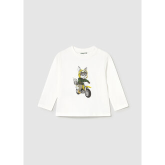 MAYORAL CHANDAIL MANCHES LONGUES AVEC IMPRIMÉ DE RENARD EN MOTO - BLANC