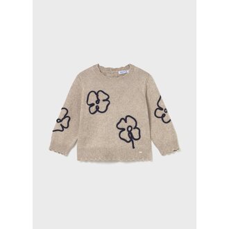 MAYORAL PULL AVEC DÉTAILS DE FLEURS MARINE - BEIGE